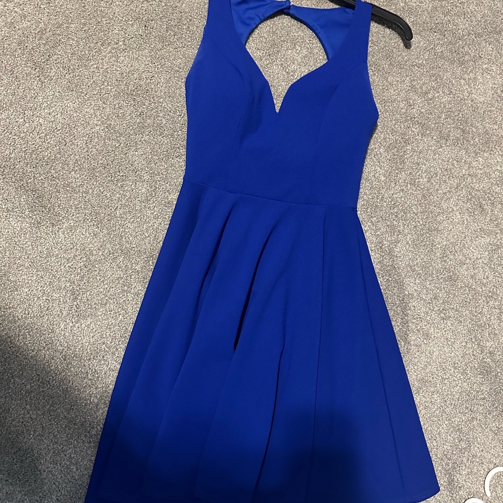 B Darlin Blue Halter A-line Cocktail Dress